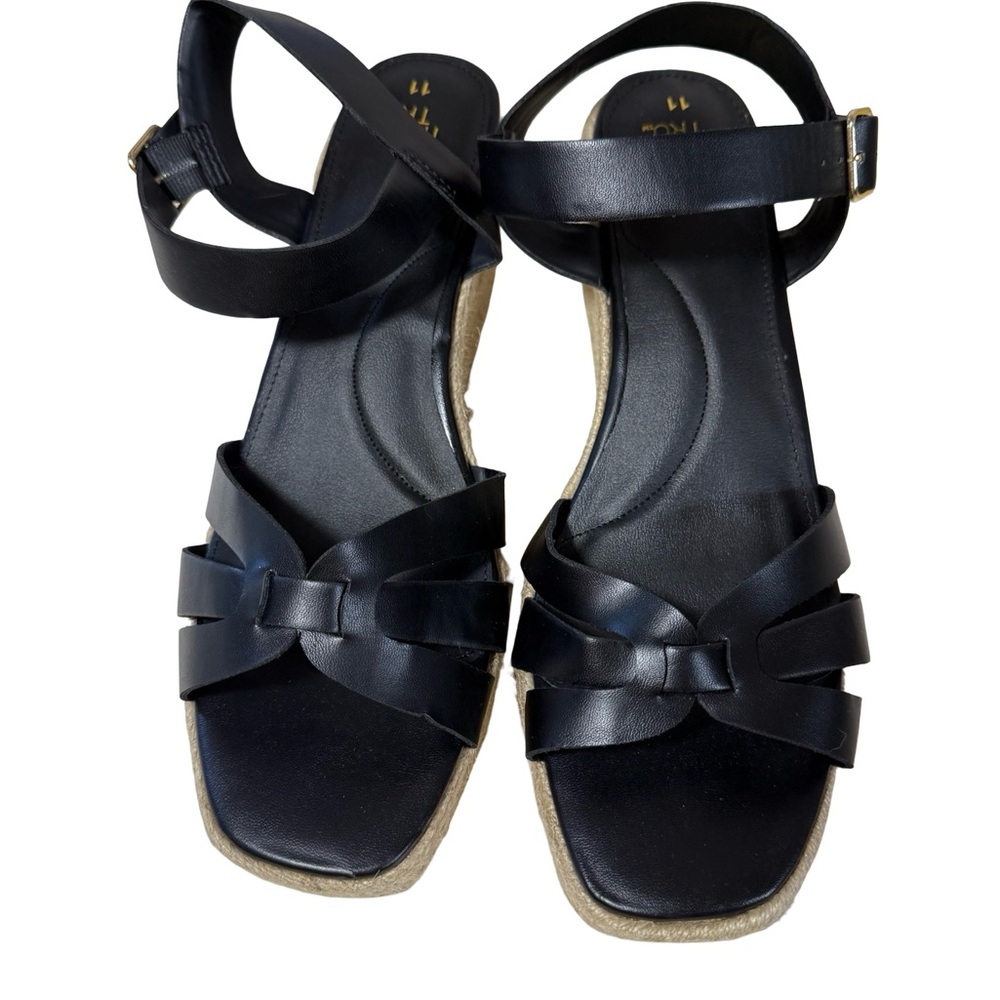 Time and Tru Black Espadrille Wedge Sandals Size 11 NWT - Picture 6 of 11